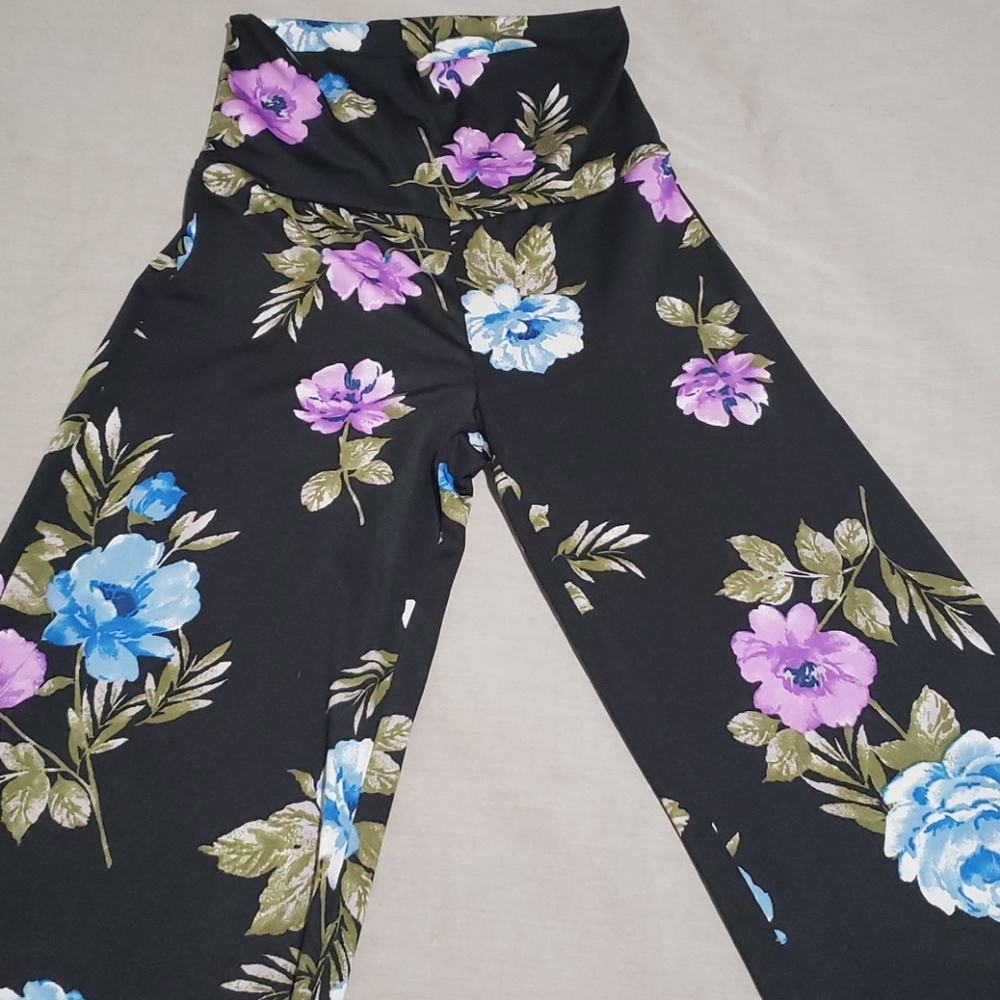 Black floral palazzo pants